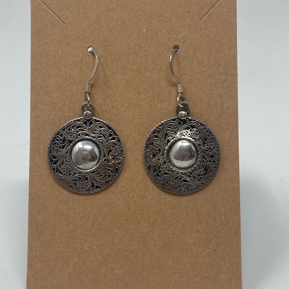 ✨ Handmade By Monks in Tibet, Filigree Sterling Silver Earrings  ✨